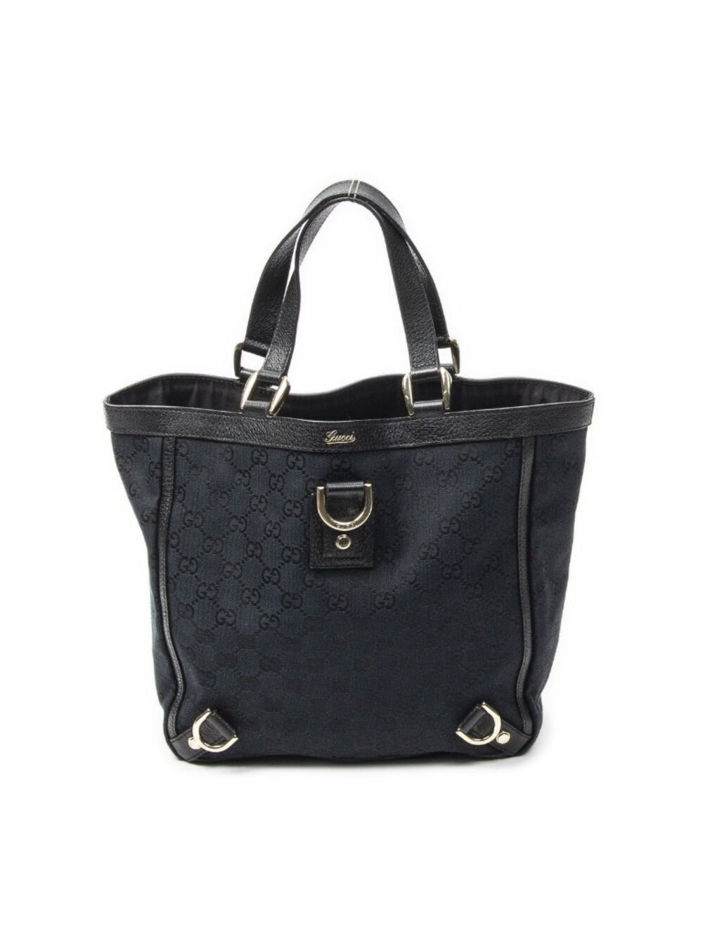 Gucci Small Abbey Dring Tote Black GG Canvas